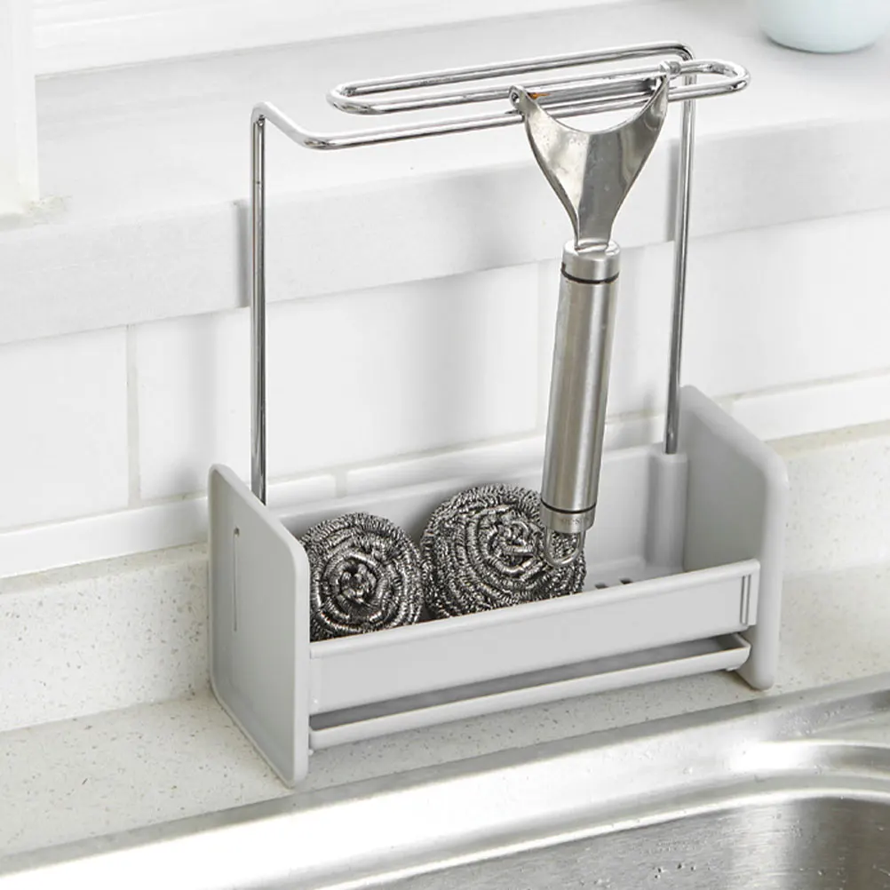 

Kitchen Dishcloth Holder Plastic Stainless Steel Convenient Multi-Function Sponge Holder Sink Rack Dishcloth Hanging Rack