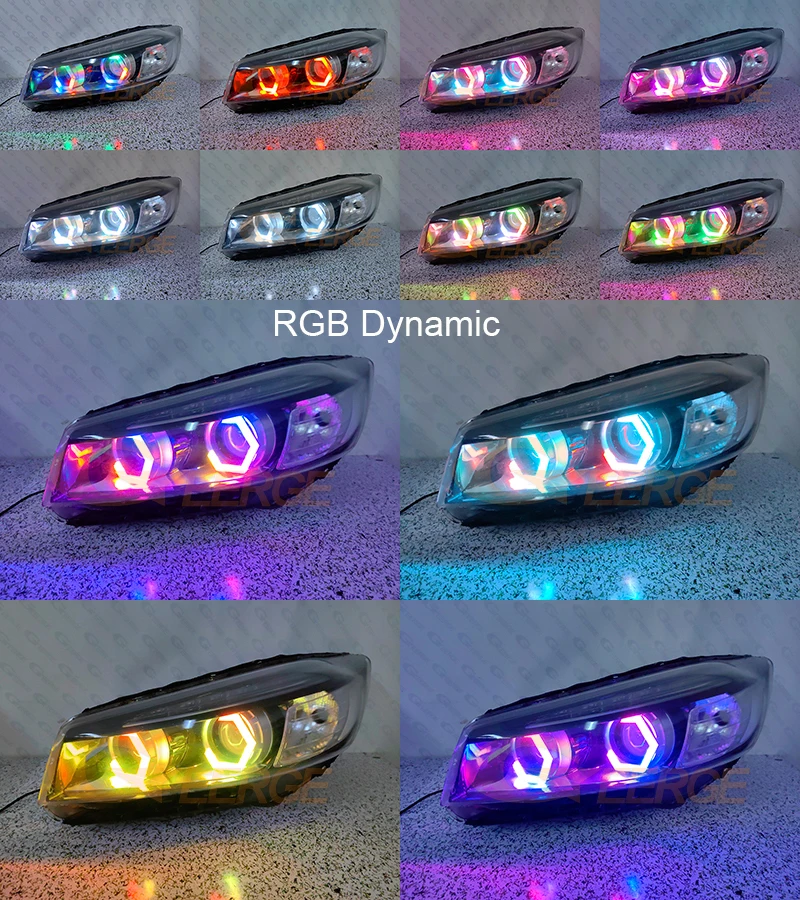 For Kia Sorento UM 2015 2016 2017 2018 2019 2020 Day Light Ultra Bright Dynamic Multi Color RGB LED Angel Eyes Hex Halo Rings - view 5