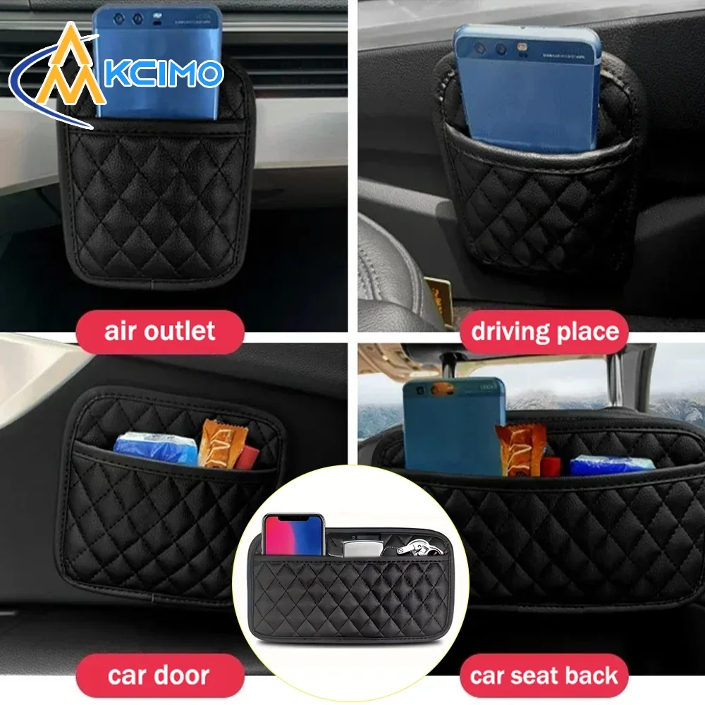New Car Organizer Pocket Universal Fit Seat Back Door Center Console PU Leather Storage Pouch for Car Small Stuff Accessories