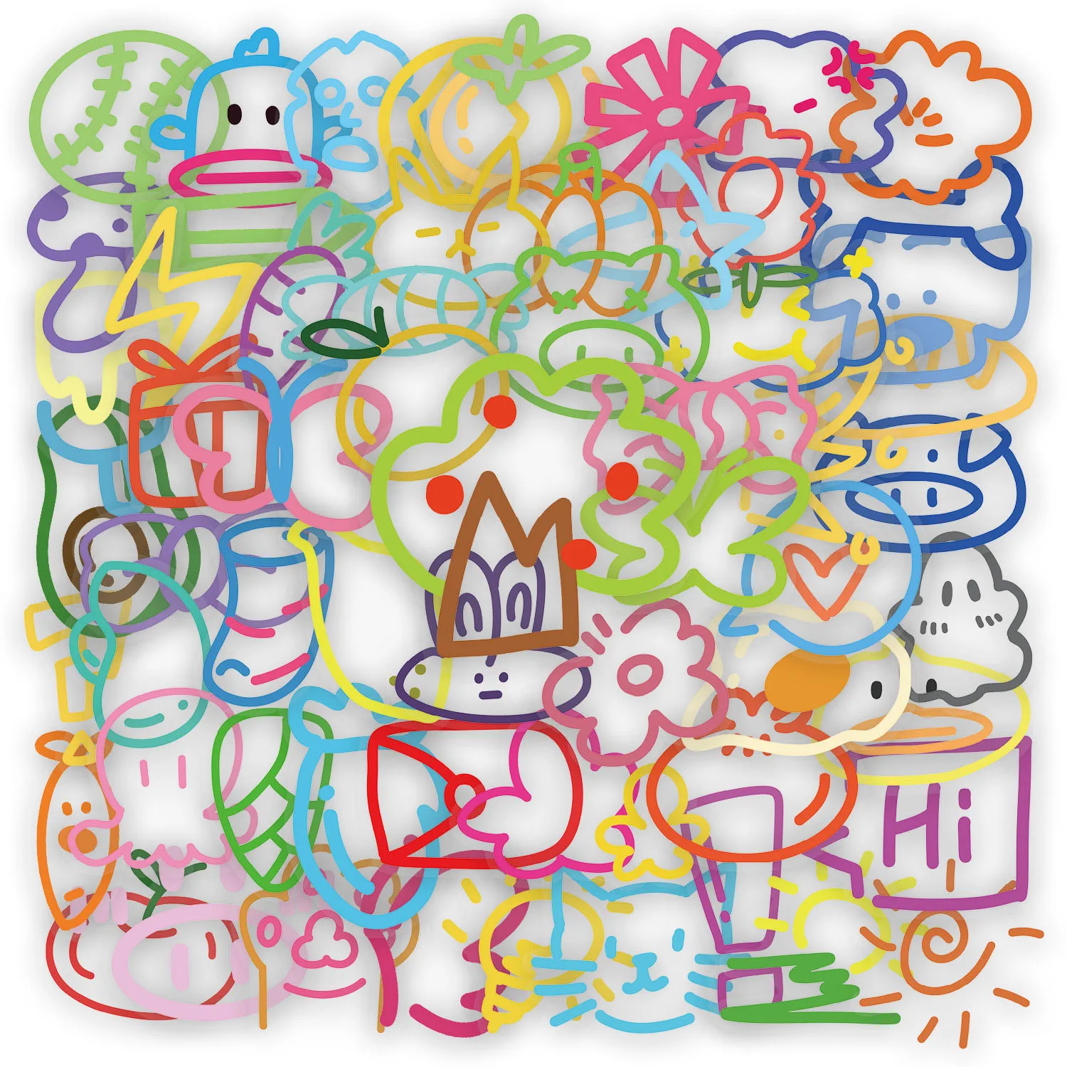 60PCS Dopamine Small Element Stickers DIY Phone Case Laptop Thermos Bottle Toy Stickers