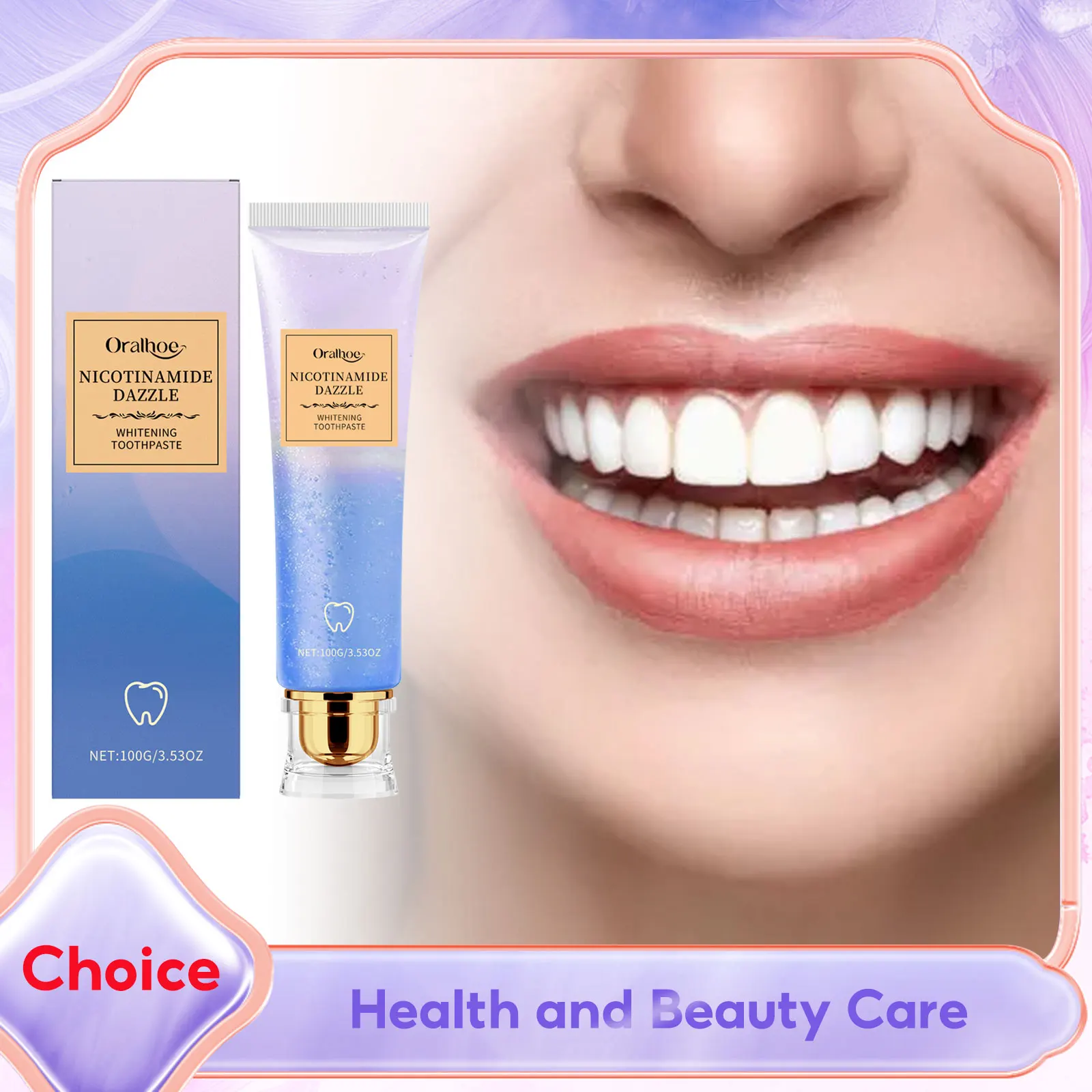 Niacinamide Whitening Toothpaste Intensive Whiten Teeth Protect Tooth Enamel Fresh Breath Fluoride-Free Stain Removal Oral Care