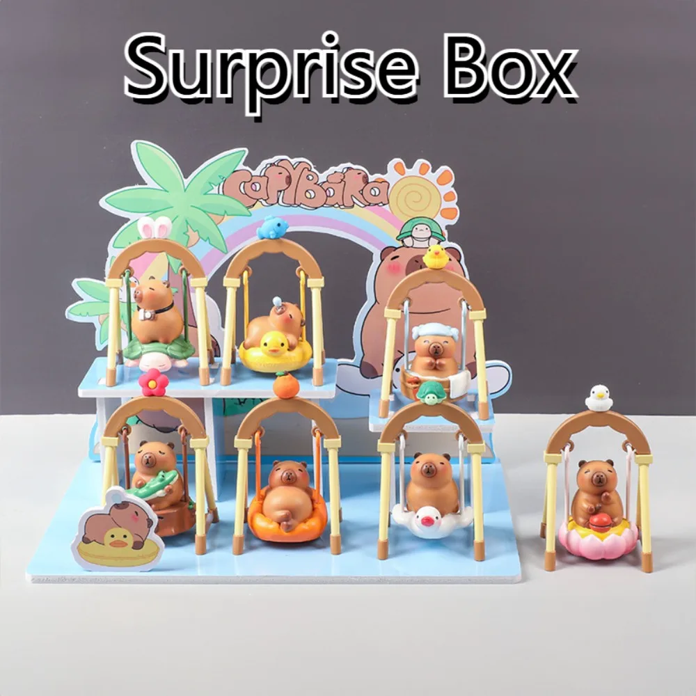 

Аниме-фигурка капибары случайного типа: лежащая, сидящая, качающаяся; фигурка капибары в ванне с лебедем и черепахой; модель из ПВХ для украшения торта