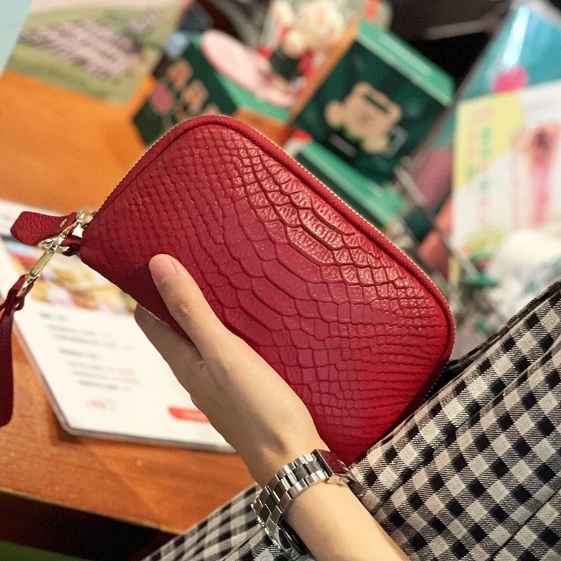 Women's Wallet Lady Clutch Purse Female Genuine Leather Trend Handbag Alligator Pattern Cowhide Leather Mobilephone Bag Pouch