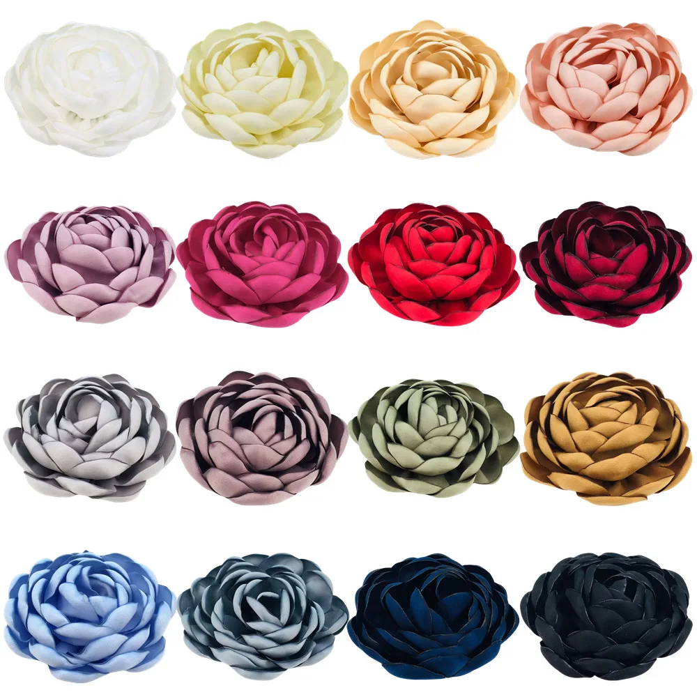

Wholesale 9cm Korean Version Of Burnt Edge Curl Flower 5cm Gabardine Baked Edge Peony Flower Corsage With Pin Headdress Clothing