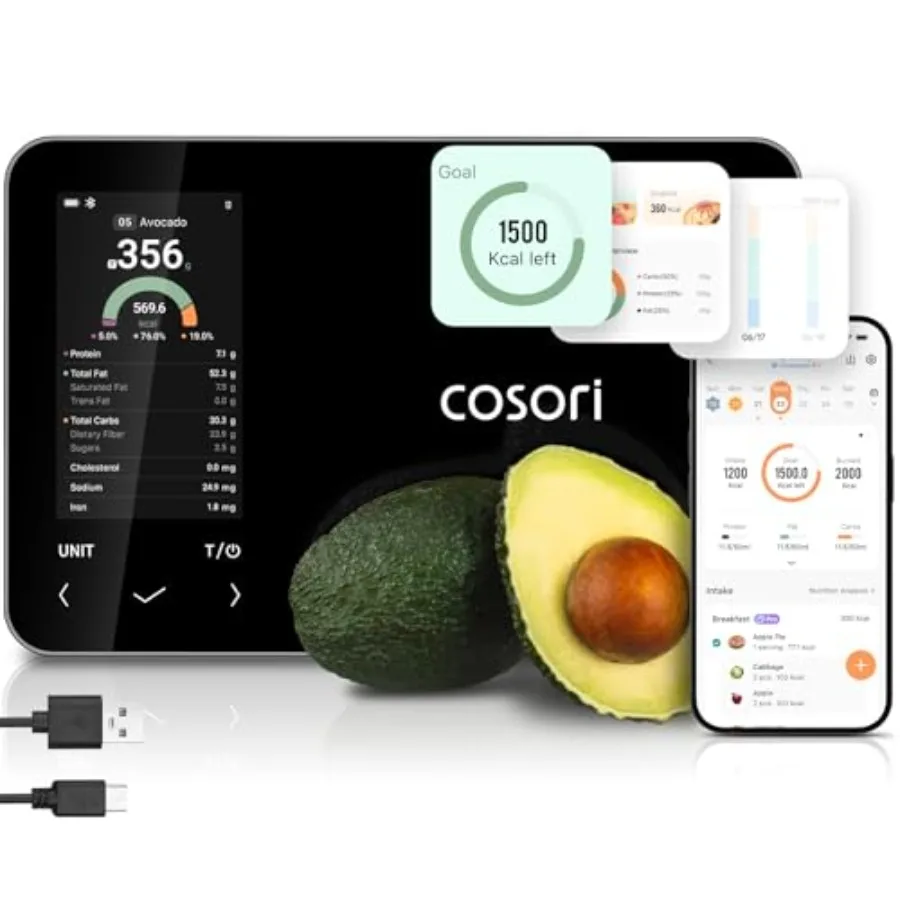 

Smart Food Kitchen Scale with Nutritional Calculator Free App for AI Scan Calorie Macro Tracking Food Preload On-Screen Nutrien