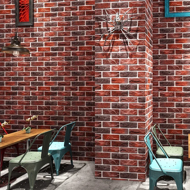 Nostalgic 3D imitation brick pattern brick wallpaper online cafe restaurant cafe bar red brick wallpaper