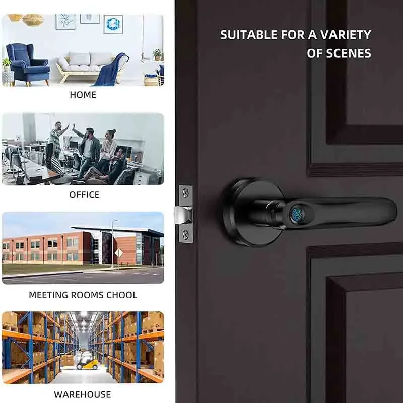 Tuya Biometric Fingerprint Lock Electronic Door Lock Security Smart with Key APP Support iOS/Android for Bedroom Hotel Office