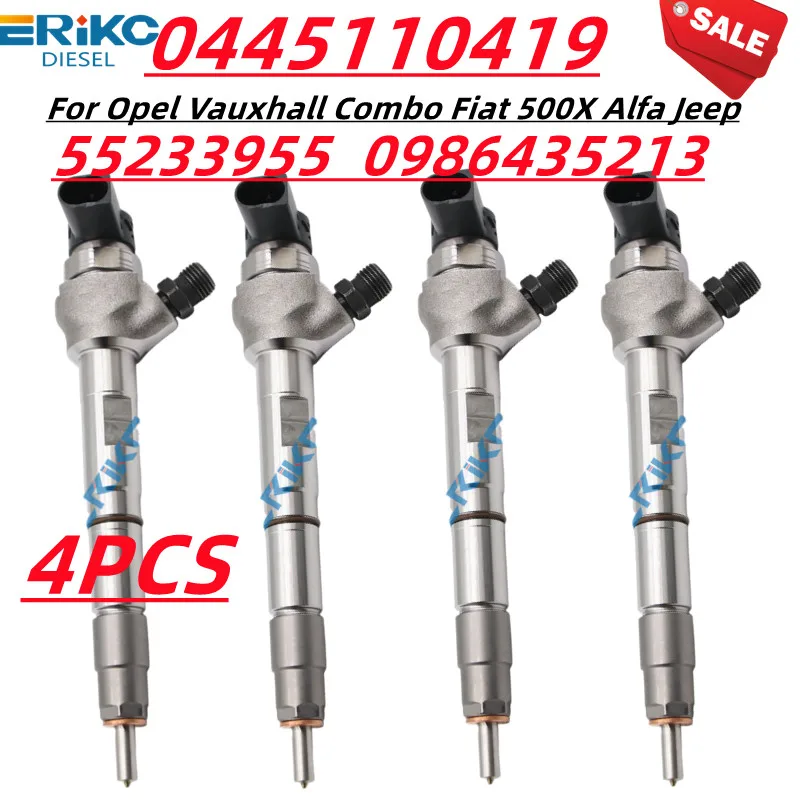 4PCS 55233955 0445110419 NEW DIESEL FUEL INJECTOR NOZZLE 0 445 110 419 0986435213 For Opel Vauxhall Combo Fiat 500X Alfa Jeep