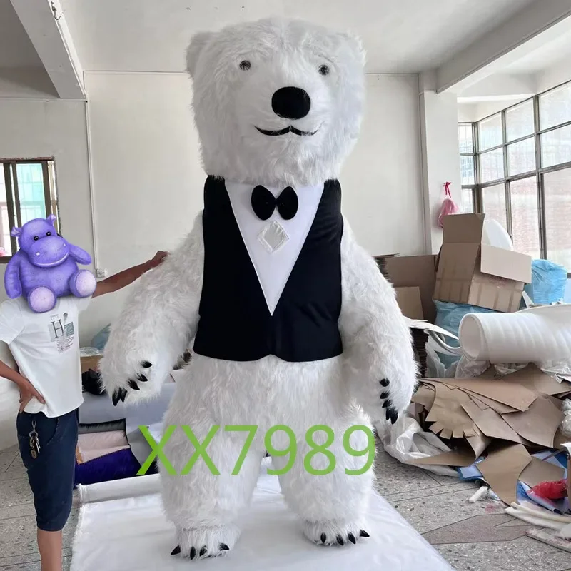 Christmas Outdoor Party Inflatable Giant Polar Bear Costume Christmas Mascot Inflatable Stuffed Animal Gift White Bear Costume