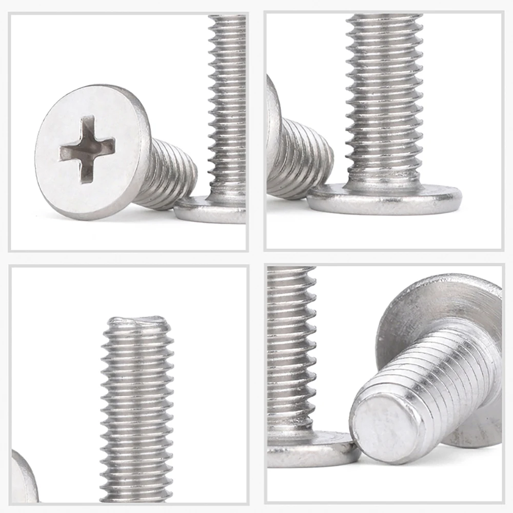 5-50pcs M3 M4 M5 M6 304 Stainless Steel Micro Mini CM Cross Phillips Ultra Thin Super Low Flat Head Screw Bolt 3mm -50mm Length