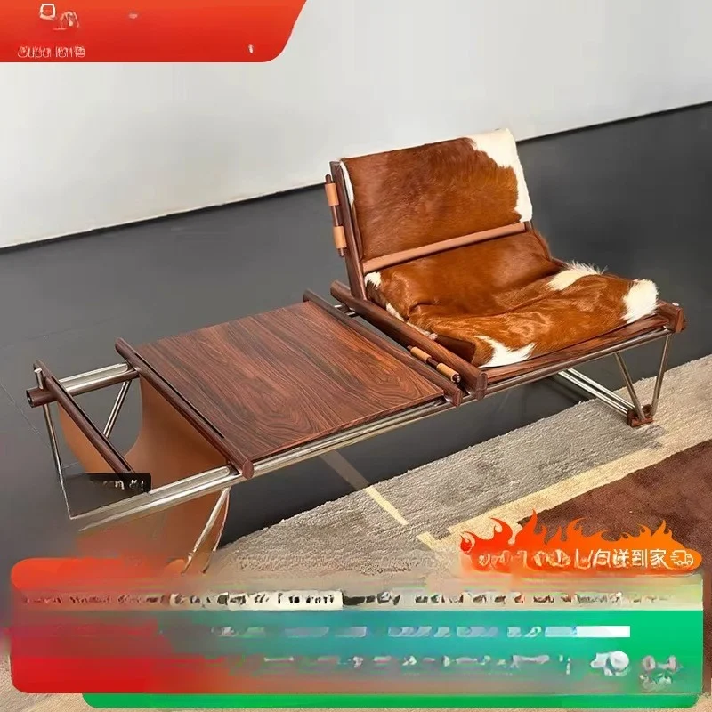 Medieval Leisure Chair Premium Retro Bench Bauhaus Designer Milk Cowhide Coffee Book Chair Study Balcony