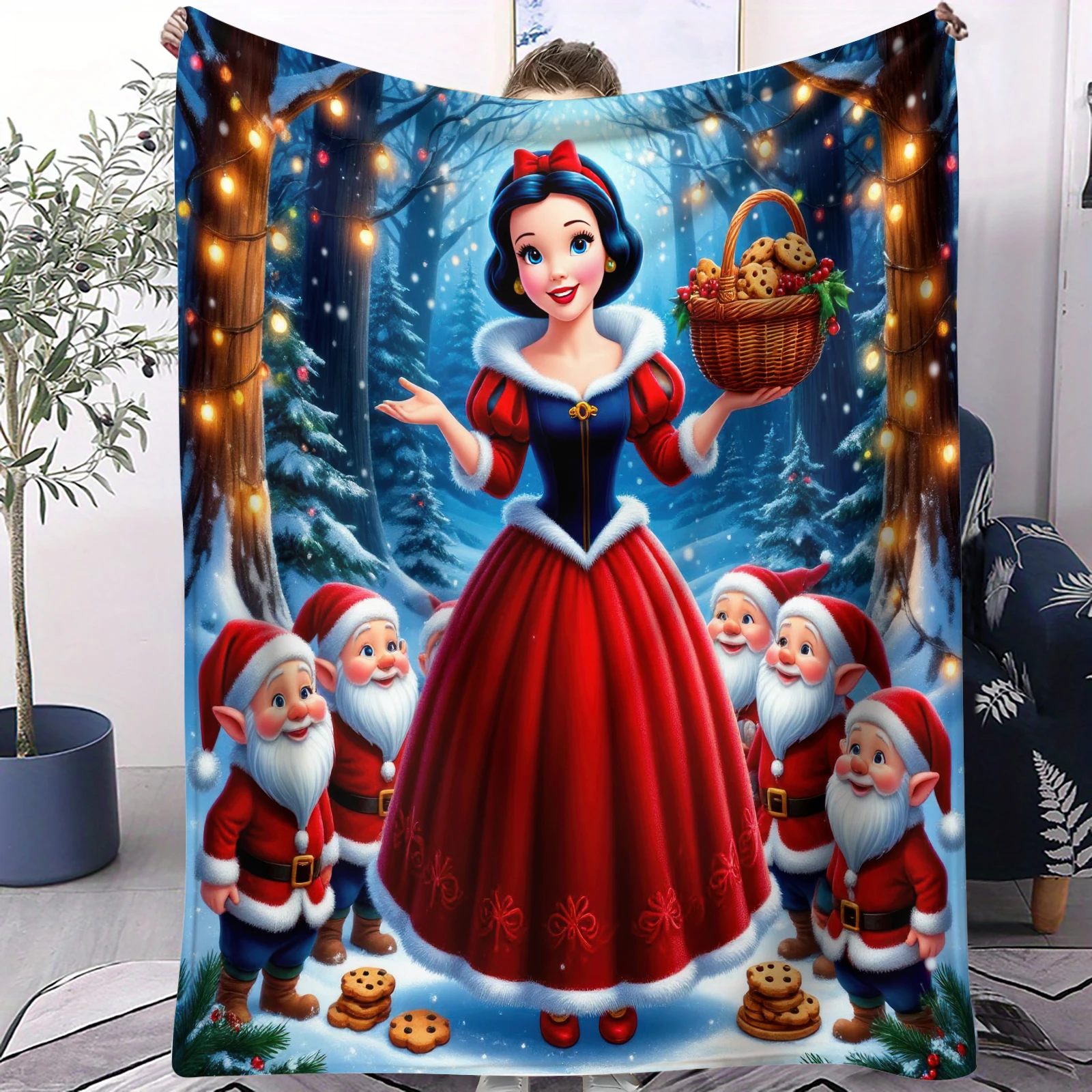 عيد الميلاد سنو وايت الأميرة وحورية البحر الصغيرة أرييل الفانيلا بطانية مروحة هدية مناسبة للمنزل الترفيه التخييم السفر #1