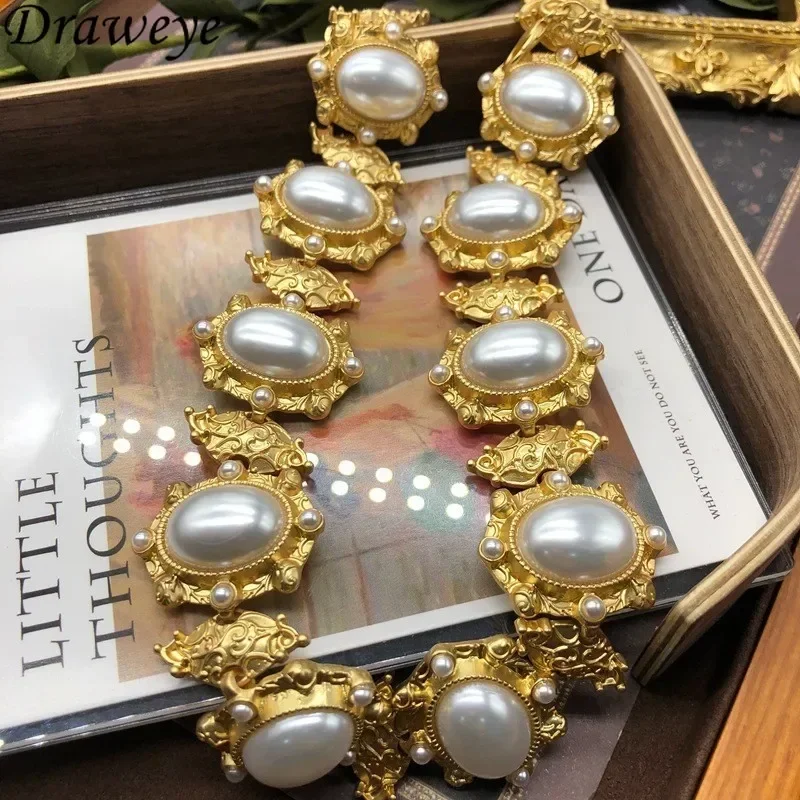 Draweye Pearls Necklace for Women Medieval Palace Style Vintage Wedding Party Collares Para Mujer Classic Elegant Jewelry