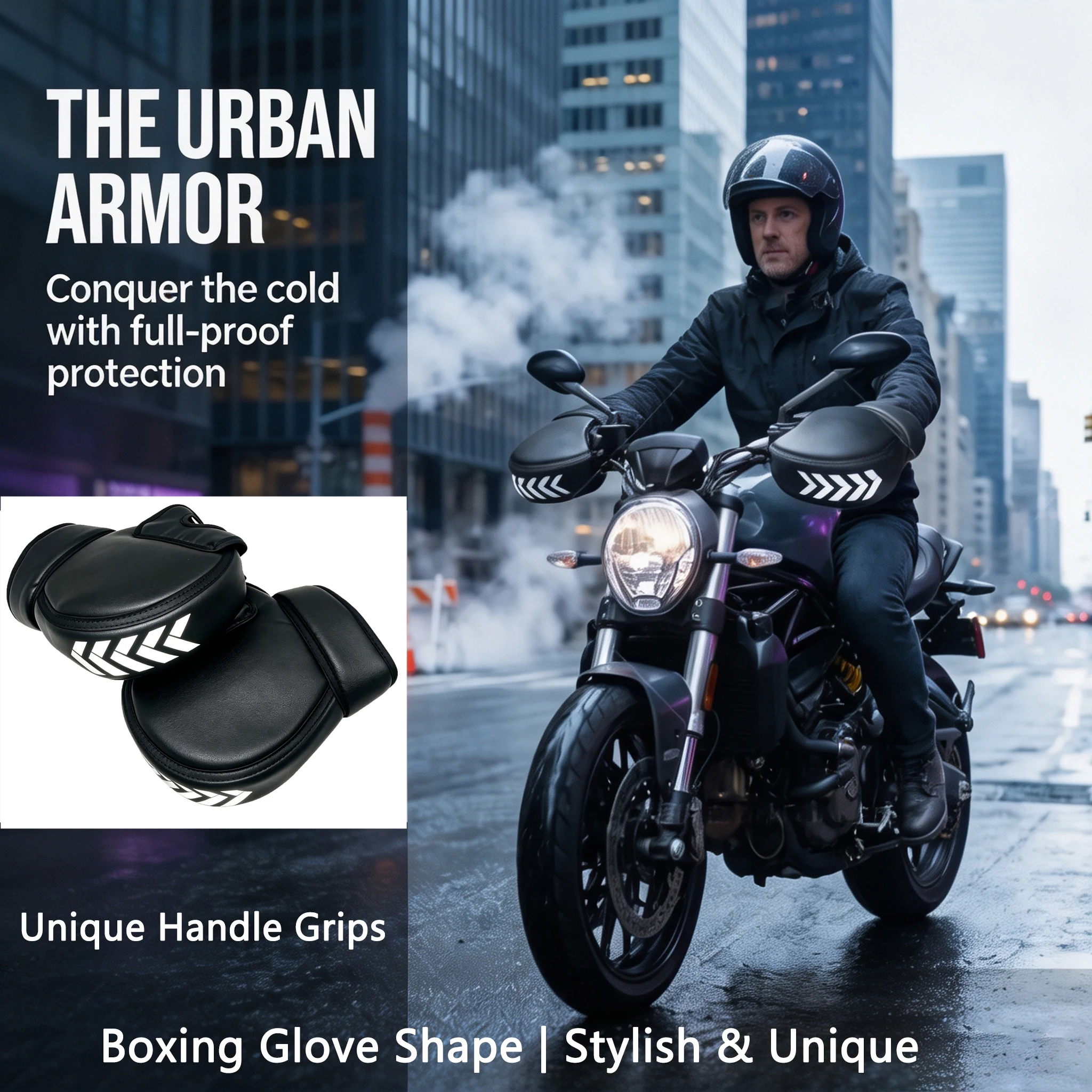 OFFBONDAGE Winter Motorcycle Handlebar Pogies Muffs Universal Waterproof Windproof Thick Thermal Hand Mitts Reflective E-Bike