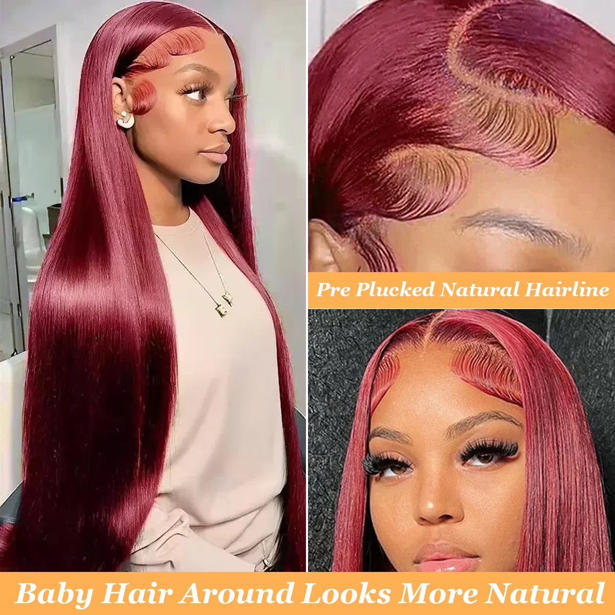 مستقيم 13x6 HD الدانتيل الشفاف الباروكة الأمامية 36 بوصة 220% الكثافة 99J بورجوندي ريال البرازيلي خصلات الشعر المستعار الإنسان للنساء