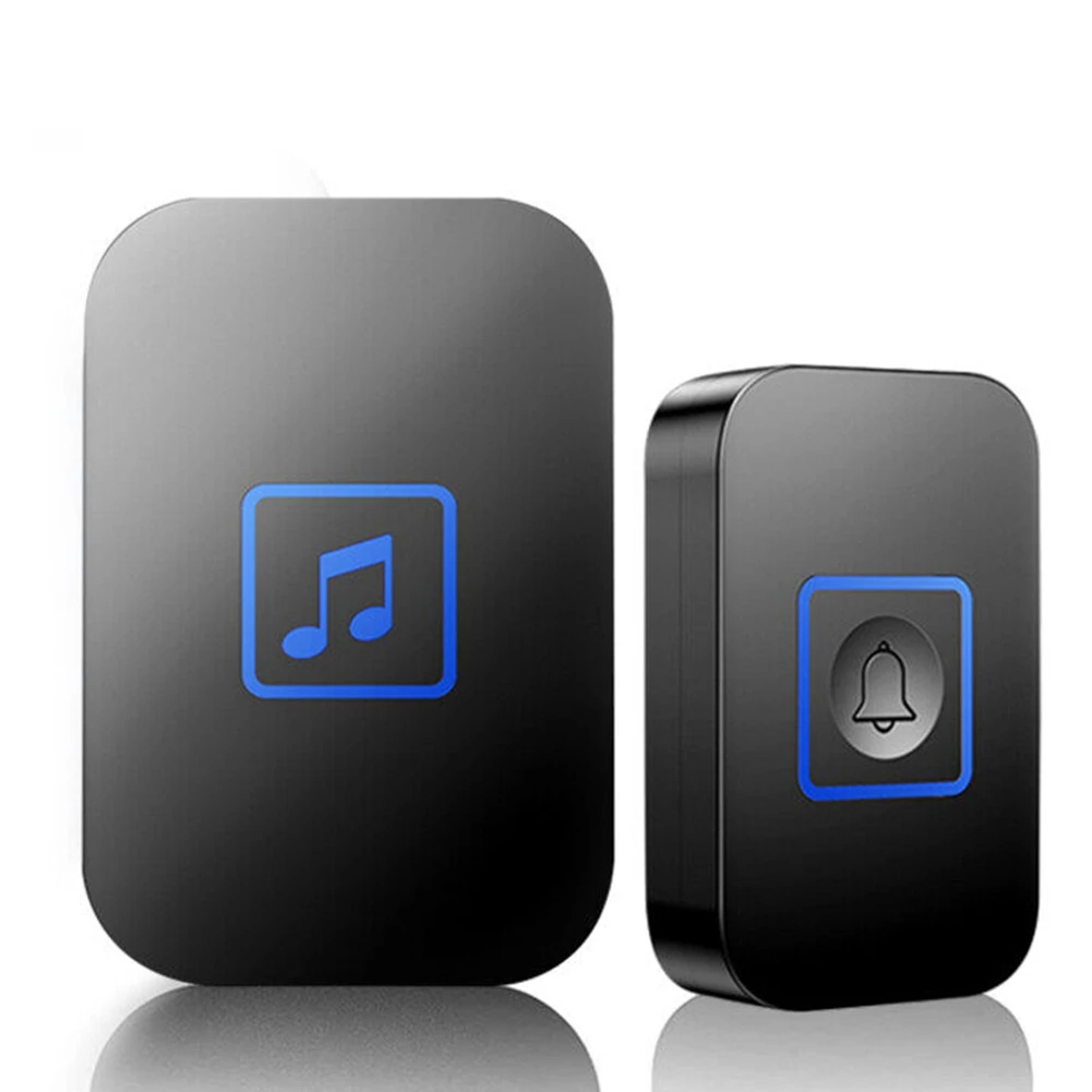 AS62 جرس الباب اللاسلكي مقاوم للماء نطاق 300 متر/مصباح ليد/جرس الباب اللاسلكي المنزلي مع جهاز استقبال واحد قابل للتعديل حجم المملكة المتحدة التوصيل