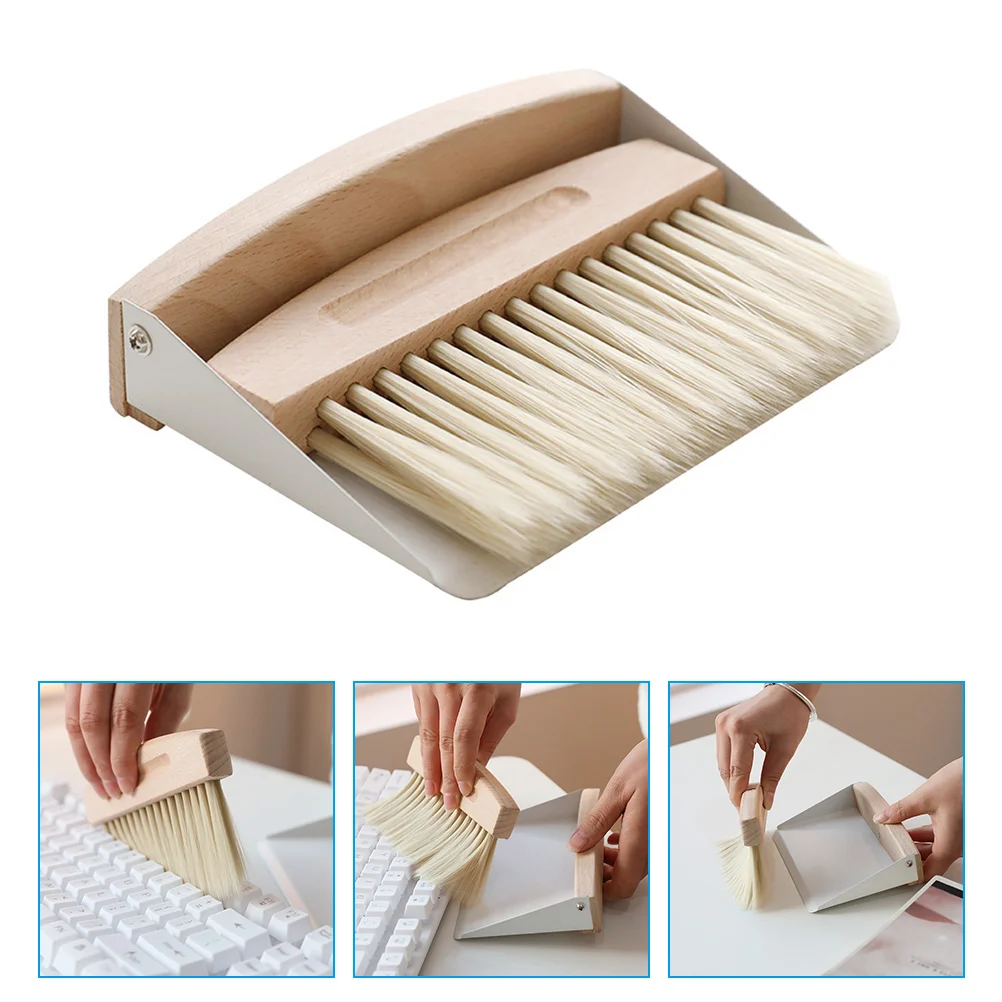 Window Cleaner Mini Automotive Brush Set Wood Small Metal Pan Natural Table Handy Brush Sweeping Home Kitchen Paint Brushes For