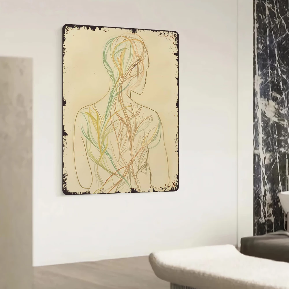 الحديثة مجردة الإناث خط الفن الحديد جدار ديكور الشمال نمط ديكور المنزل لغرفة المعيشة #2