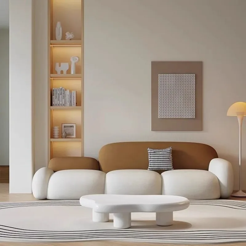 Modern simple cream style rental house fabric sofa, straight row light luxury cloud sofa