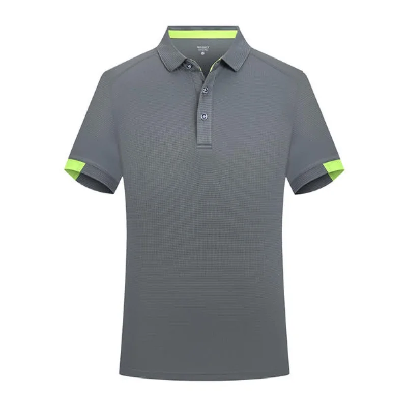 Quick-drying grid Fabric Men's short-sleeved Summer polo shirt  custom logo team cloth   light and breathable  sport business