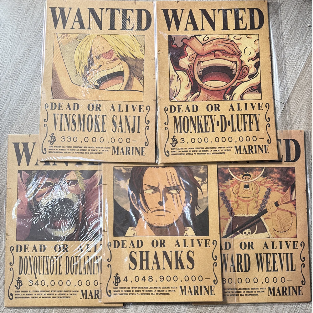 Juego de Pósters Vintage de Anime One Piece, Luffy y Zoro, 28.5 x 19 cm, Decoración de Pared, Calcomanías, Regalo