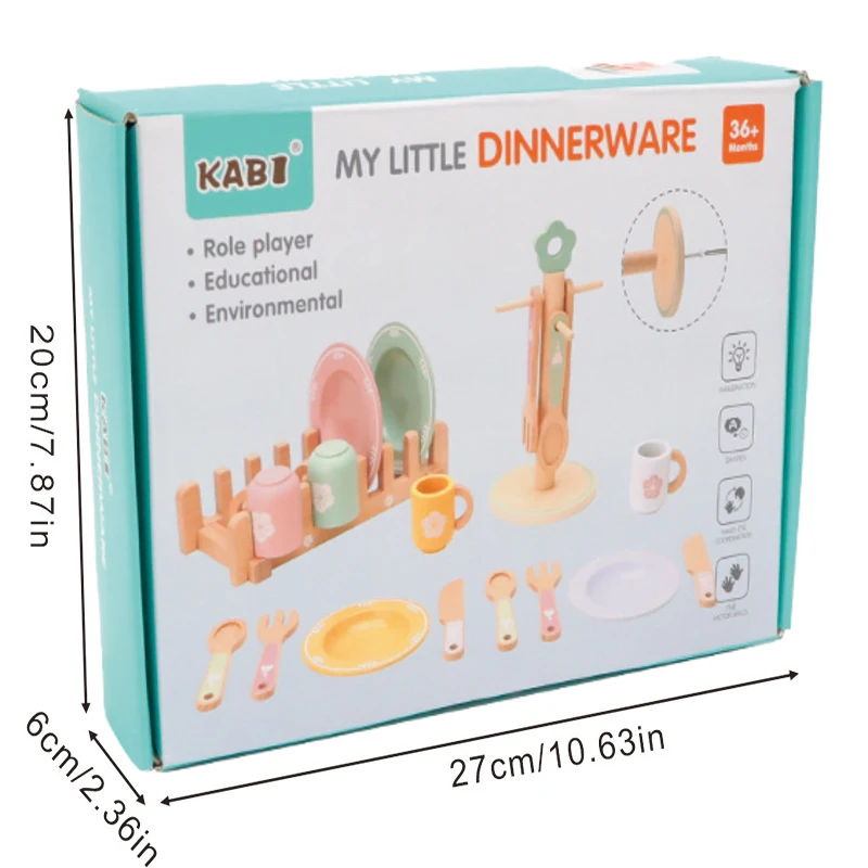 Wooden Kitchen Utensil Set for Kids, Educational Role Play Toy 6