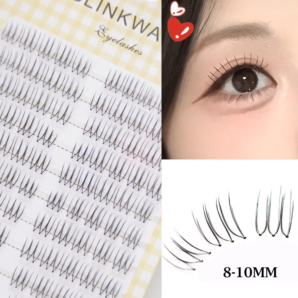 

10 Rows K-Pop Idol DIY Cluster Lashes U Shape C Curl 8-10mm Girls' Group 7-9mm Soft Cruelty-Free Bottom Lashes Korean Makeup