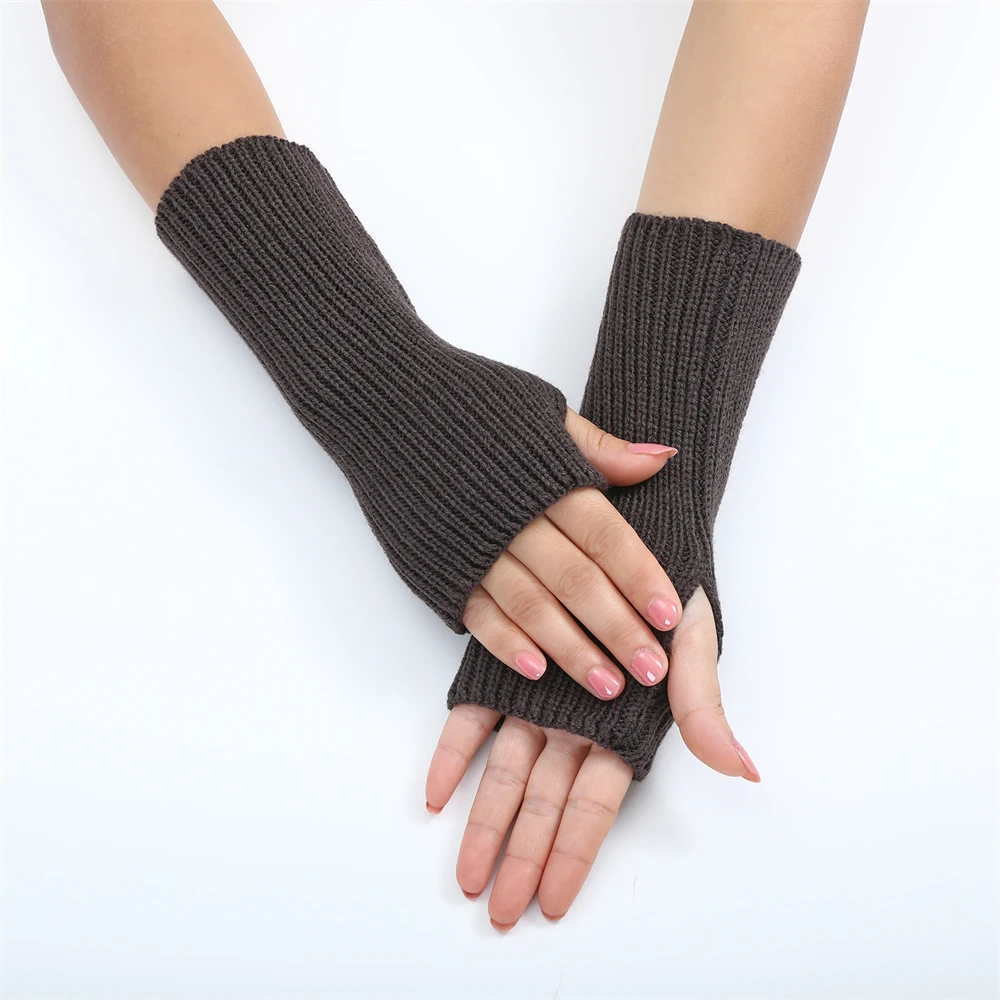 زوج واحد من إكسسوارات الأكمام للنساء لتدفئة الذراع قفازات شتوية متماسكة بدون أصابع لطيفة لحارس الذراع نصف إصبع #6