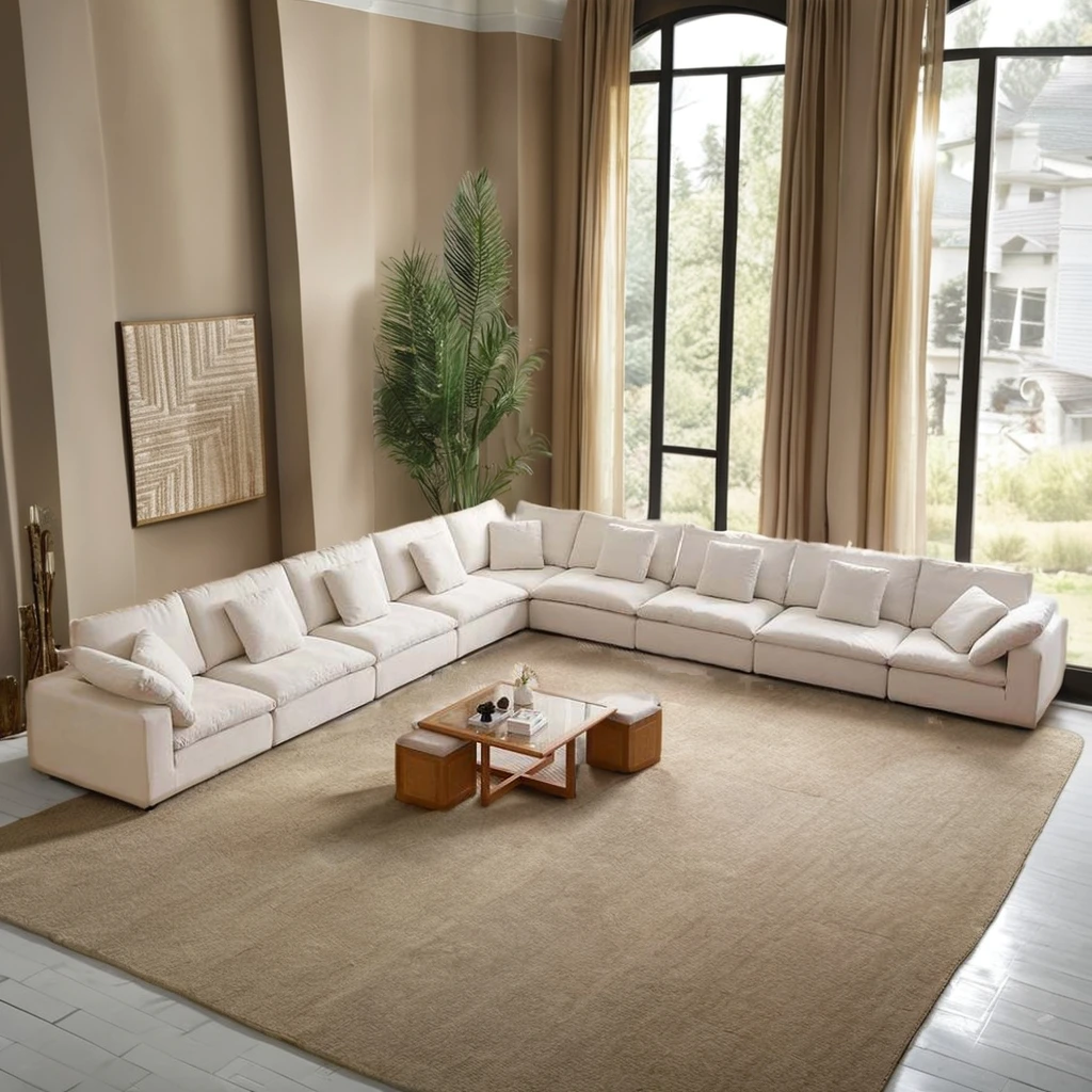 Modern Wholesale Home Furniture Linen Indoor Cloud Corner Sofa Modular L Shape Sofa Set Furniture