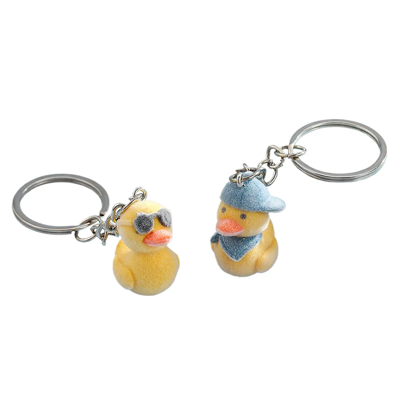 Porte-clés de canard de flocage de bande dessinée, porte-clés de petit canard jaune 3D créatif, porte-clés de voiture, décoration de pendentif de sac, cadeaux de couple