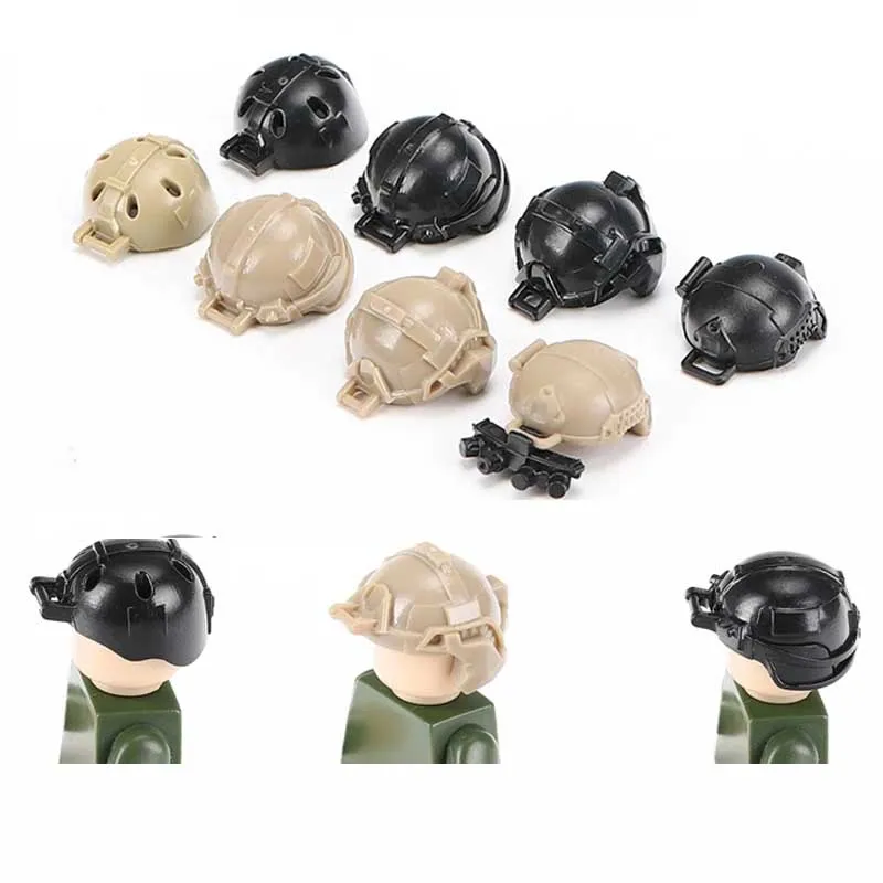 Military Figures Helmets Hats Night Vision Building Blocks US Special Forces Soldiers Weapons Accessries Army Bricks Kids Toys