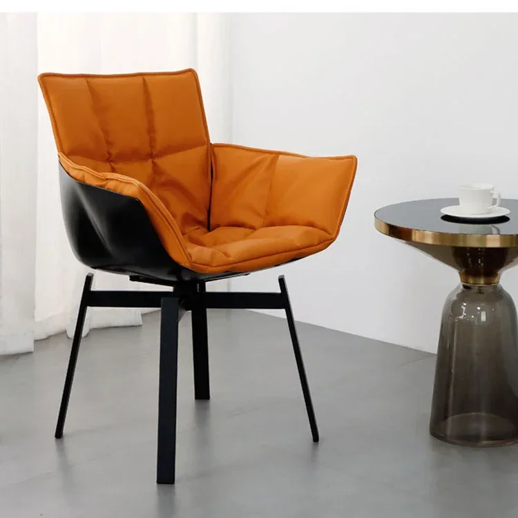 

New Arrival Hot Selling Metal Hotel Chair FRP Frame Leather Armchair Muscle Creative Rotatable Leisure Chair