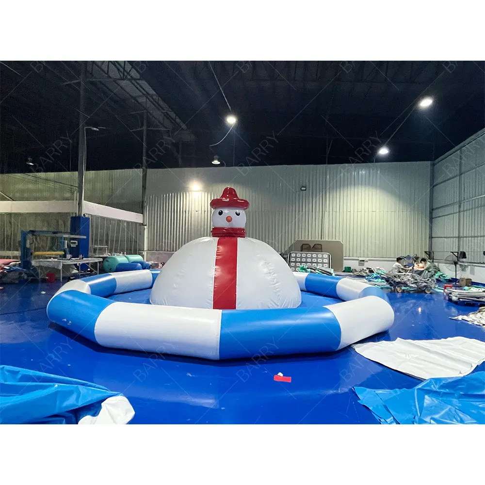 Snowman Inflatable Water Dome Jumping Pillow Cloud Soft Air Mountain Bouncer House Slide For Kids Inflatable Pool Jumping Ball