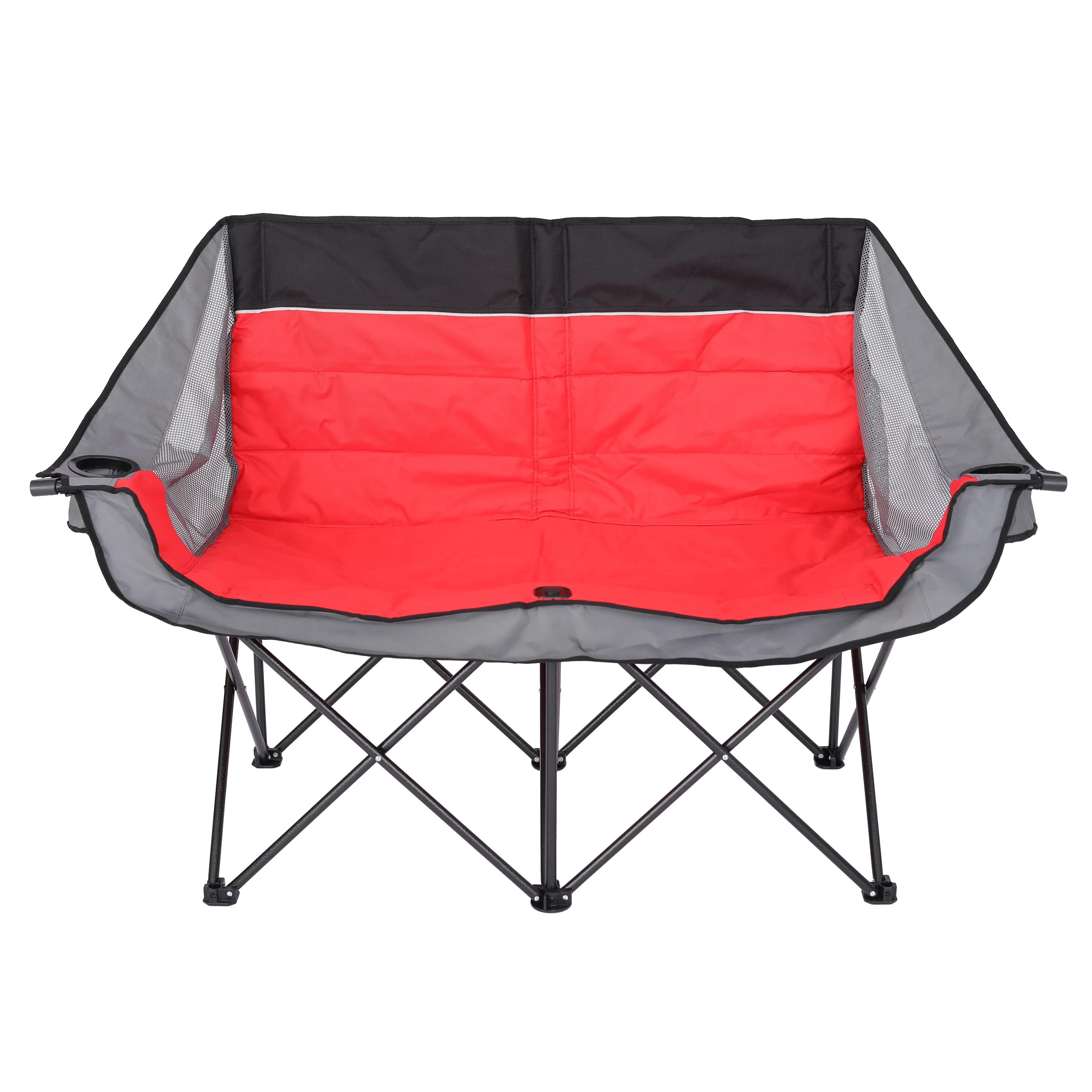 Double Camping Chair,Double-Wide Folding Chair Heavy with Cup Holder & Wine Glass Holder for camping