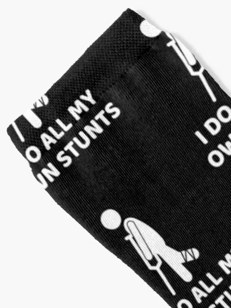 I Do All My Own Stunts Get Well Gifts Funny Injury Leg Socks floral Toe sports Novelties funny gift Mens Socks Women's