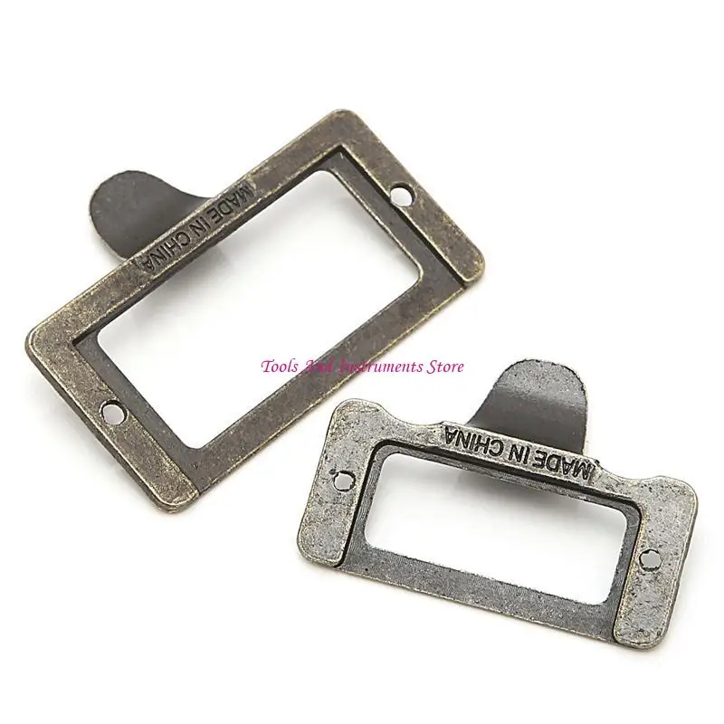 6x Handle File scheda Etichetta Cabinet Etichetta Antique Cassetto Brass Pull Frame C7AC