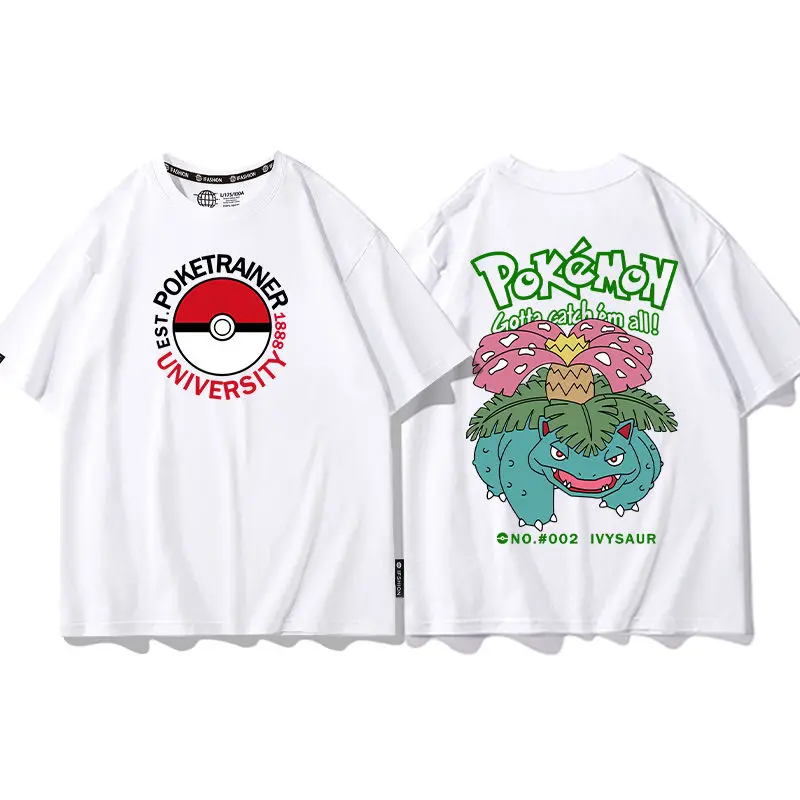 ポケモンアニメ両面プリントコットン Tシャツ夏の新アイテム女性のプラスサイズ Tシャツ Y2K ルーズカジュアル半袖トップ