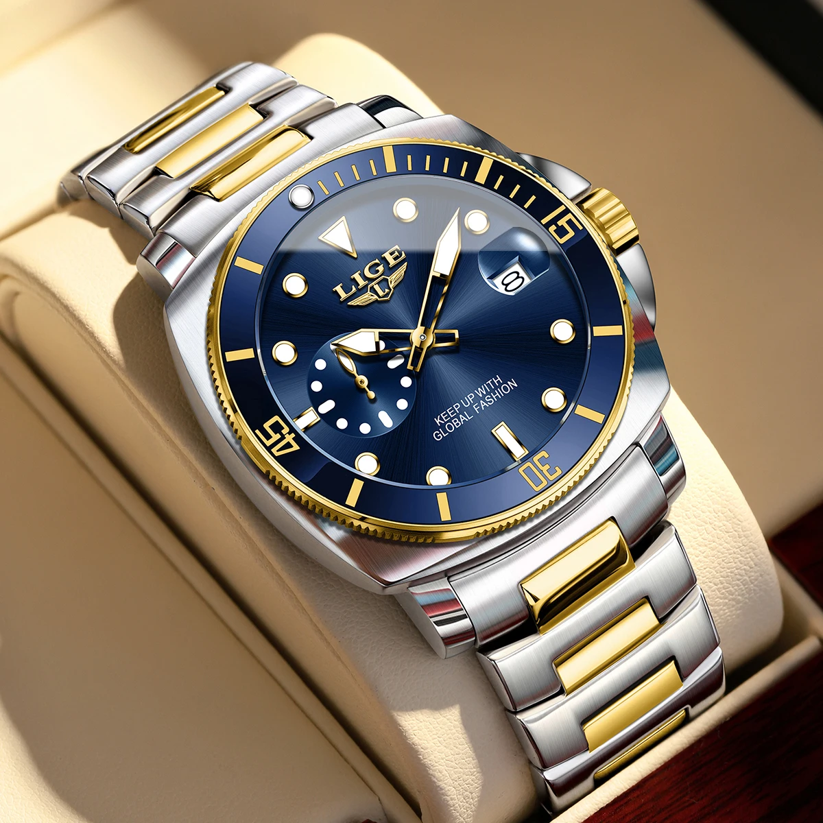 LIGE Luxury Men's Wristwatch Waterproof Luminous Date Stainless Steel Man Watch Quartz Business Sports Watches For Men Reloj+Box