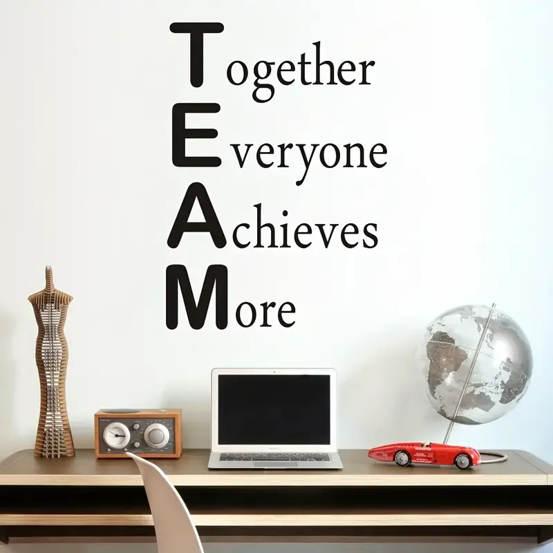 1pc Office Wall Decals Classroom Inspirational Wall Decor Motivational Quotes Stickers Together Everyone Achieves More 25×18In