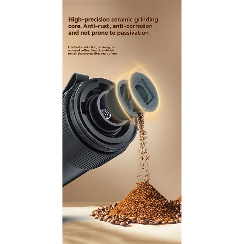 ASWUT-Portable Electric Coffee Grinder Adjustment One-Button Start Bean Grinder USB Rechargeable Home Outdoor Blender