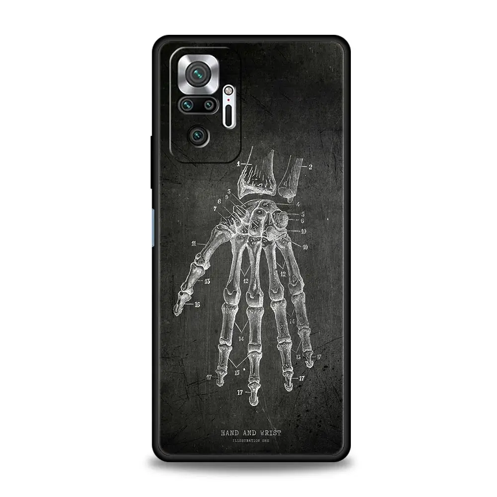 Phone Case For Xiaomi Redmi Note 13 12 5G 9S 9 8 10 11 Pro 9T 13C 12C 10C 9C 9A 7 Pro Soft Silicone Cover Chalkboard Anatomy