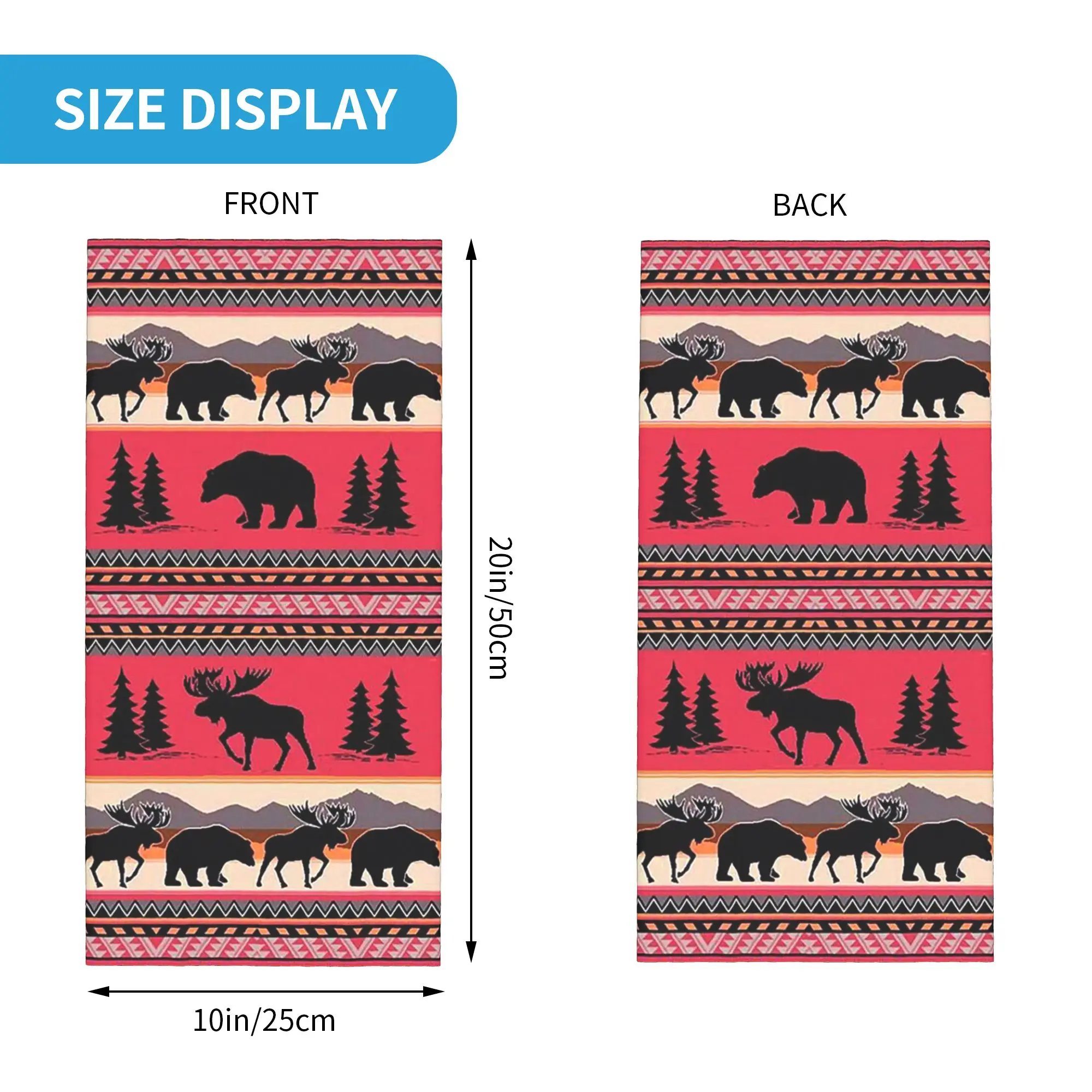 Wild Moose Deer Design Bandana Neck Gaiter Printed Mask Scarf Balaclava Hiking Fishing for Men Women Adult Breathable