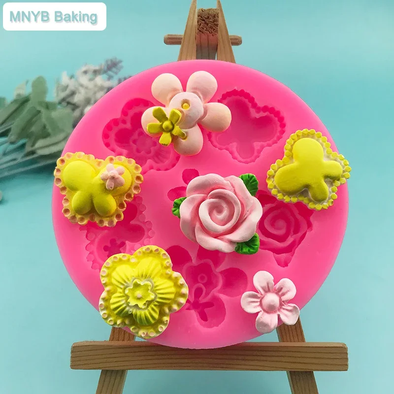 

Butterfly Flower Silicone Molds Chocolate Candy Daisy DIY Cupcake Decorating Fondant Cake Mold Lacquer Wax Particles Art Tools
