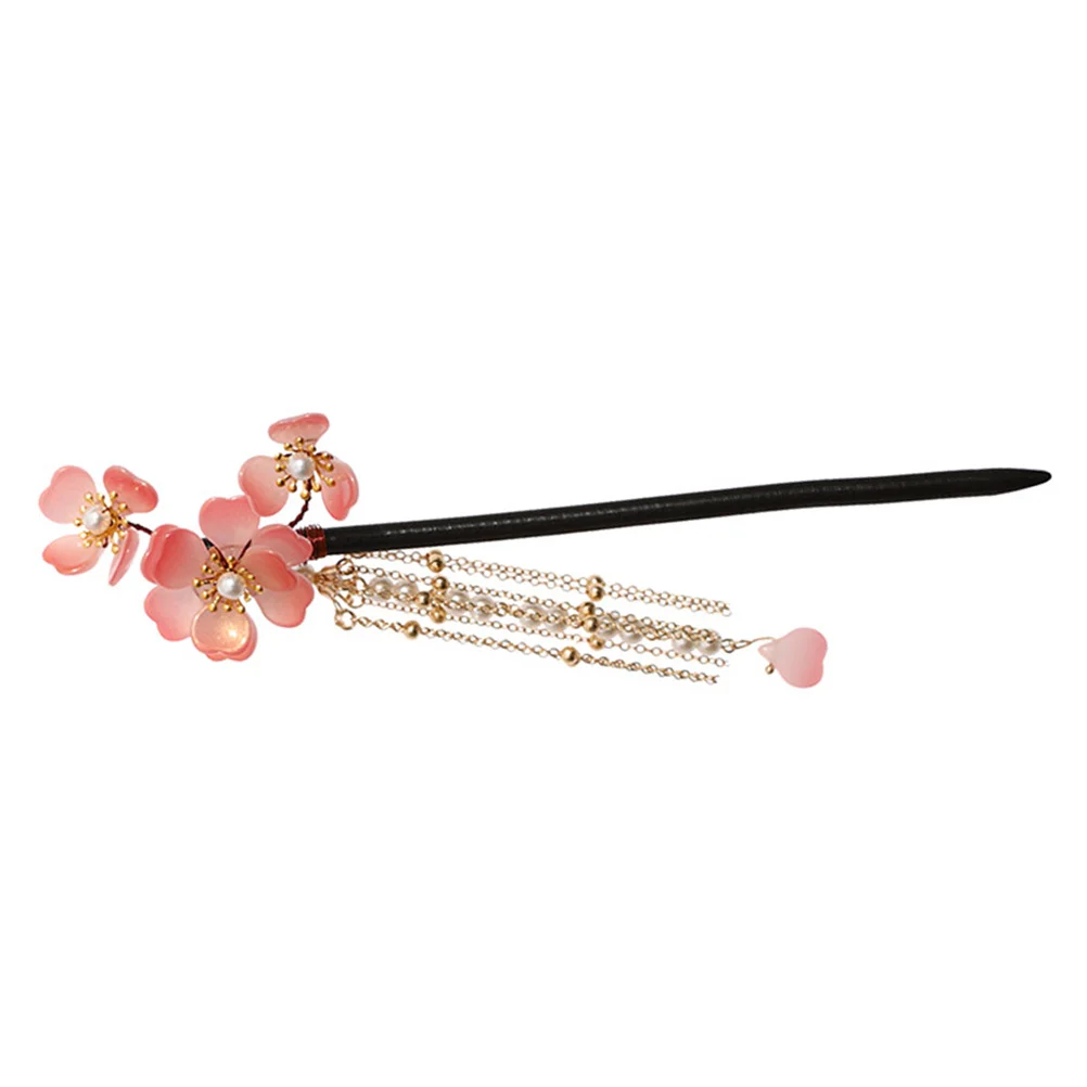 

1pc Vintage Hairpin Pearl Flower Design for Women Girls Tassel Stick Accessories Bun Styling Tools Retro Durable Non Deforming