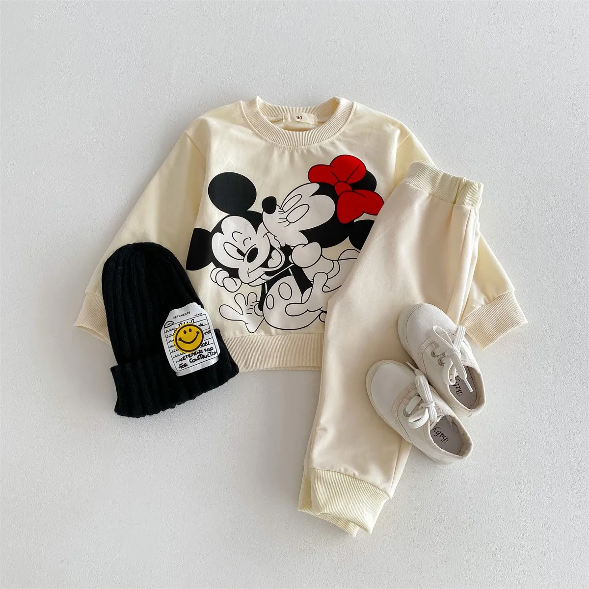 Cartoon Printed Baby Tracksuit Spring Fall Disney Loose Fashion Children Long Sleeve Sweatshirt Sweatpants 2piece Toddler Sets