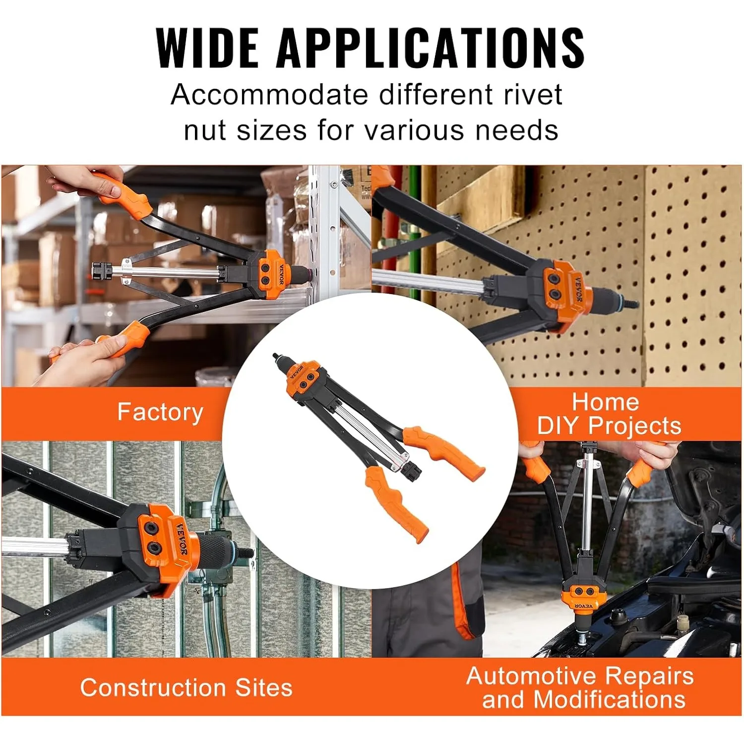 Rivet Nut Tool, 16 inch Rivnut Tool Kit with 13PCS Metric and SAE Mandrels, 186PCS Rivet Nuts, Semi-auto Retraction