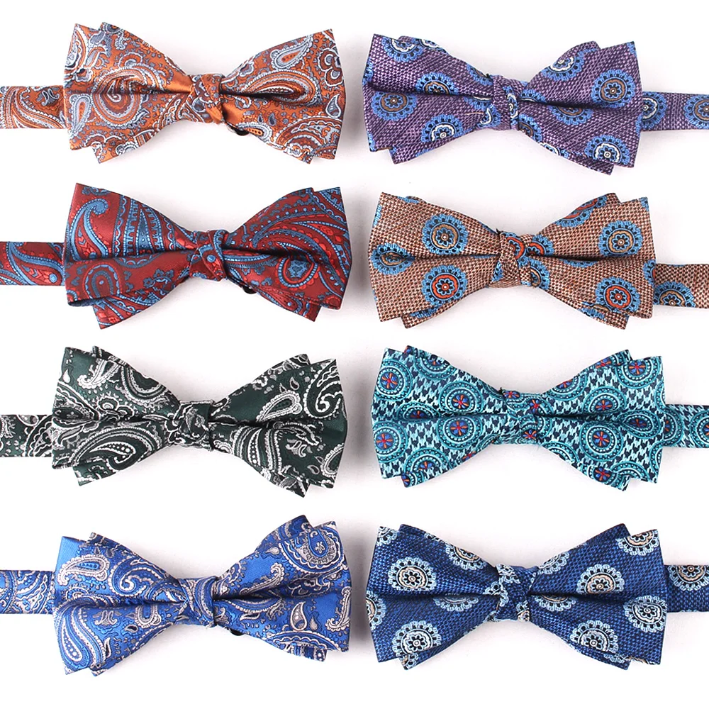 Mens Formal Woven Bow Tie Classic Paisley Bowties for Groom Gifts for Wedding Party