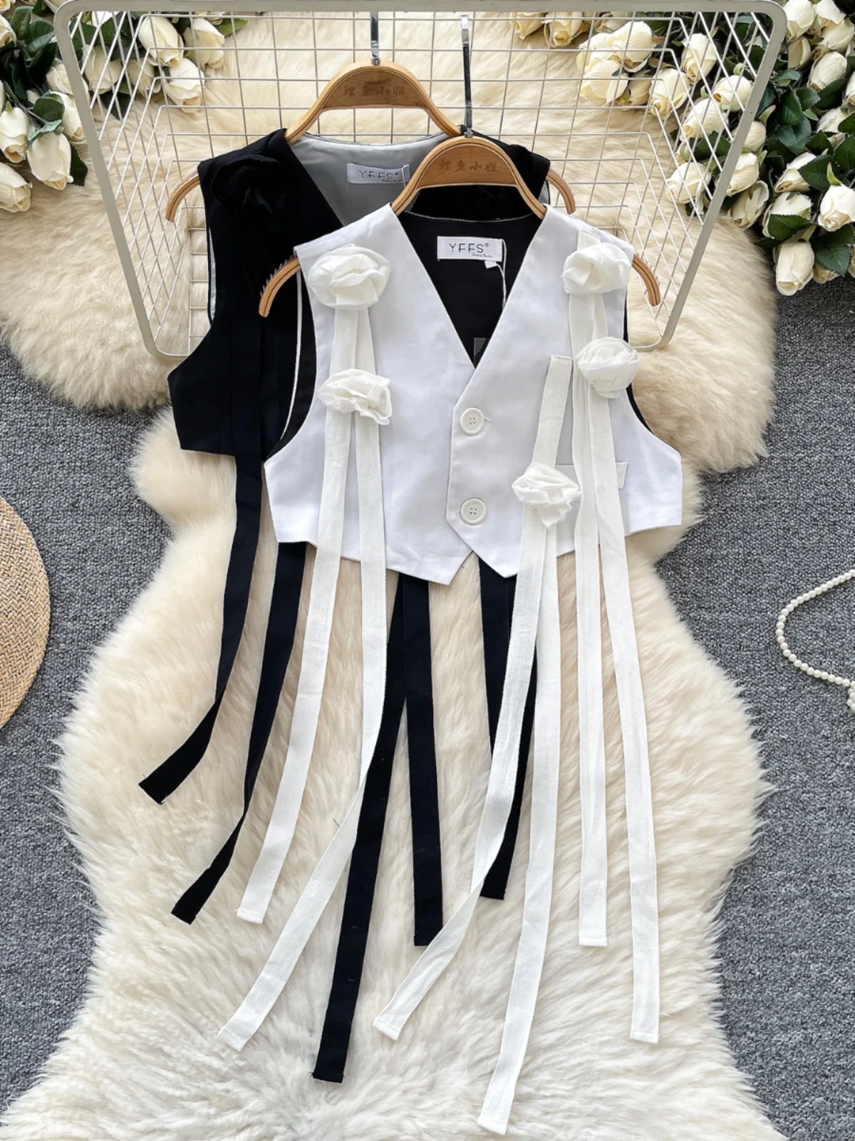 우아한 숏 수트 베스트 여성용 봄 태슬 디자인 분위기 있는 숄더 코트 출퇴근 스타일 단색 기타 소재 00%