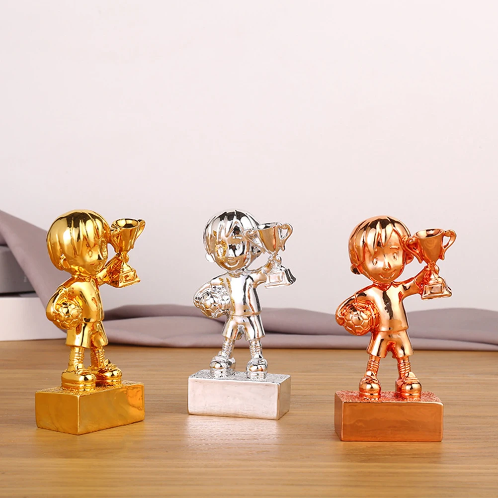 

Small Trophy Party Favor Award Prize Decoration Golden Football Competition Trophy Resin Plated Soccer Men Gift For Kids Adults