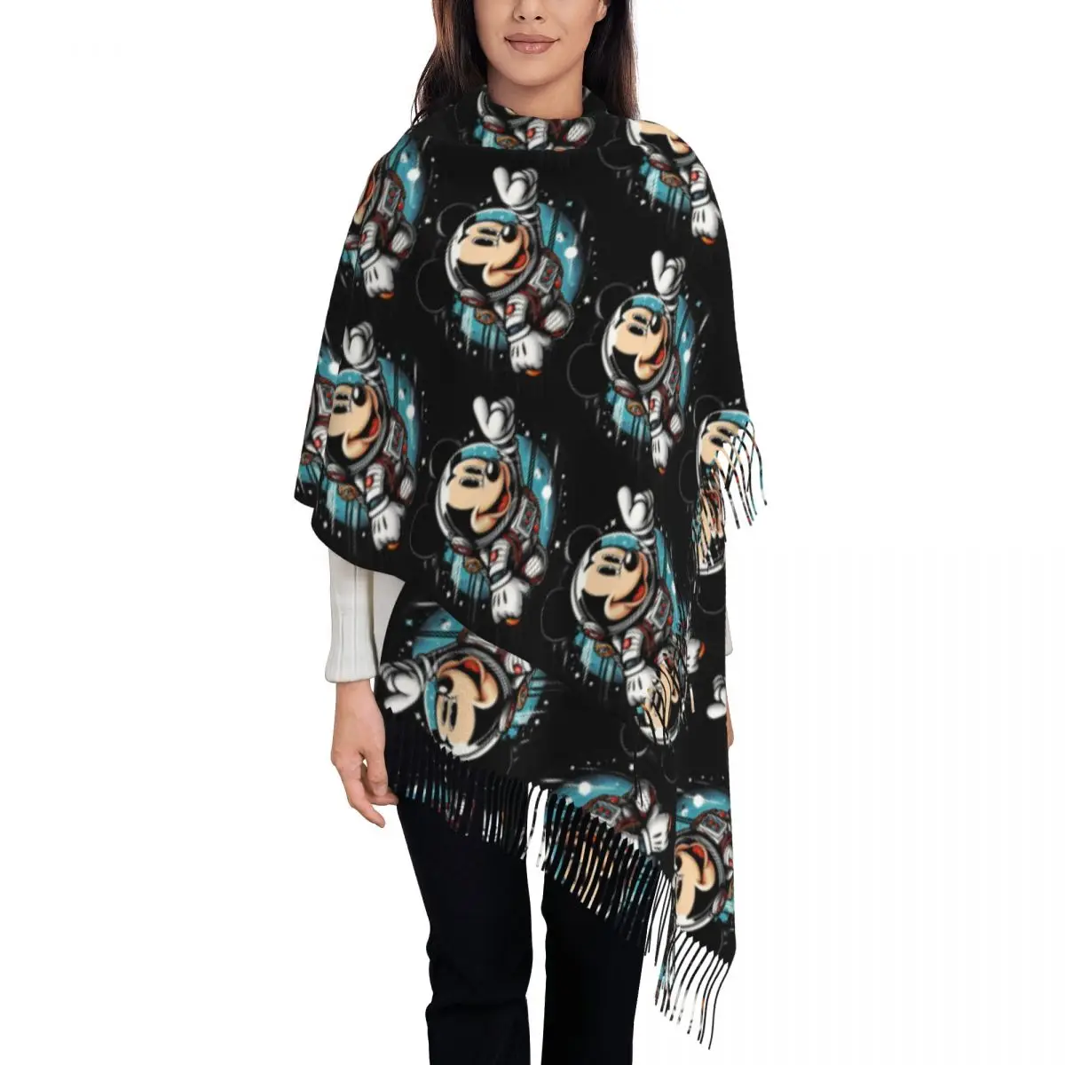 

На заказ принт Микки Маус аниме мультфильм шарф женщины мужчины зимние теплые шарфы шали обертывания